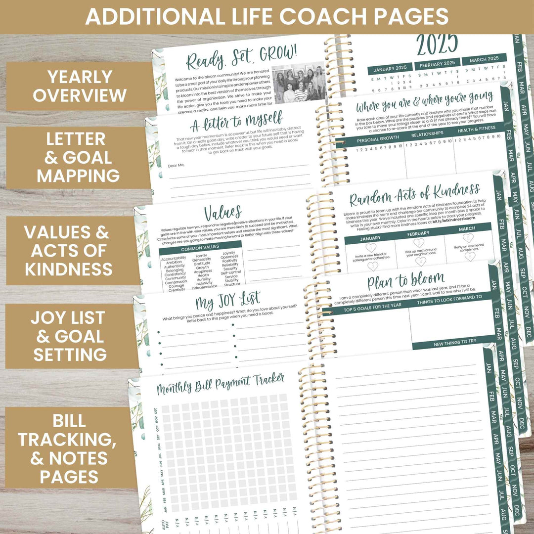 2025 Soft Cover Planner, 4" x 6", Eucalyptus, White