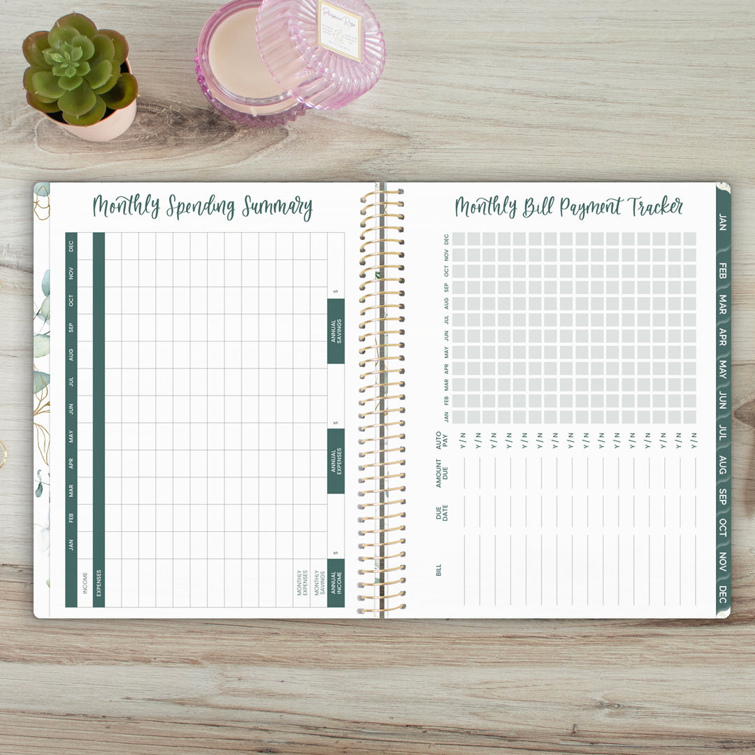 2025 Soft Cover Planner, 8.5" x 11", Eucalyptus, White