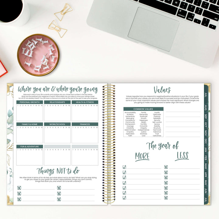 2025-26 Vision Planner, 7.5" x 9", Eucalyptus, White