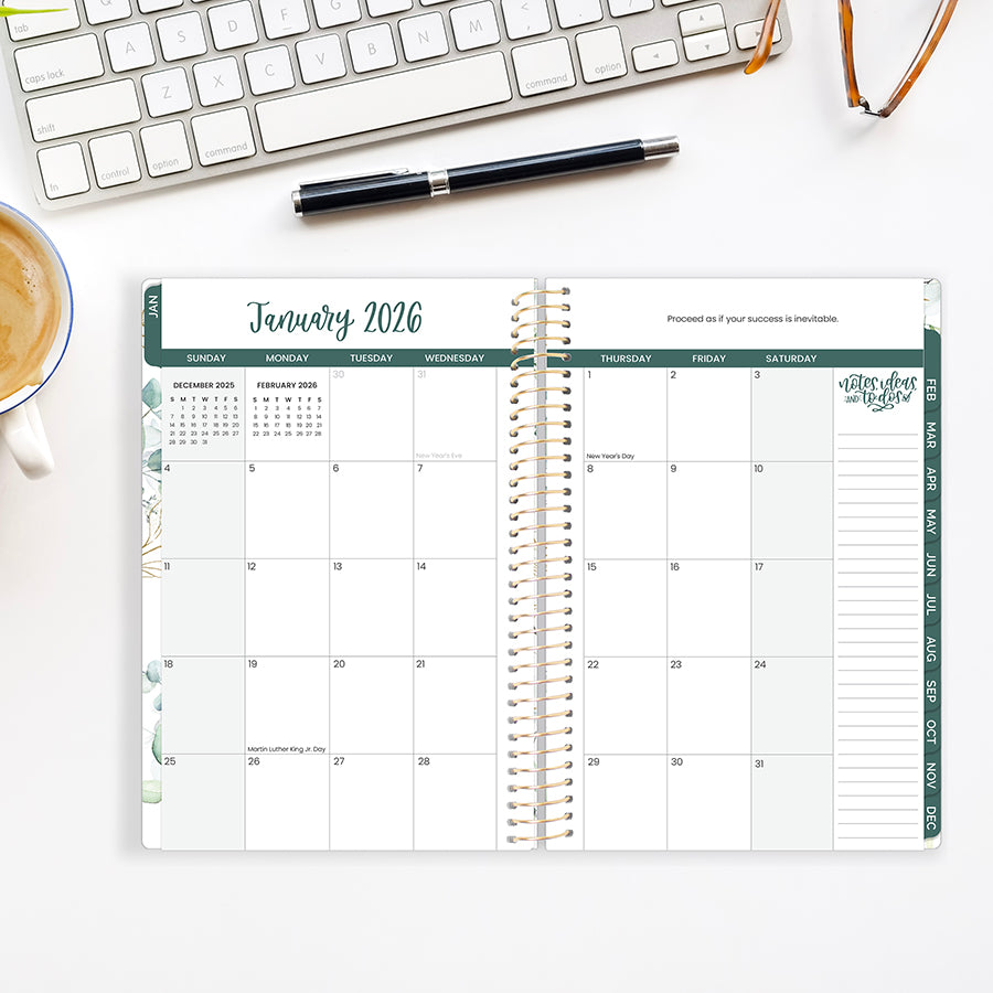 2026 Soft Cover Planner, 5.5" x 8.25", Eucalyptus, White