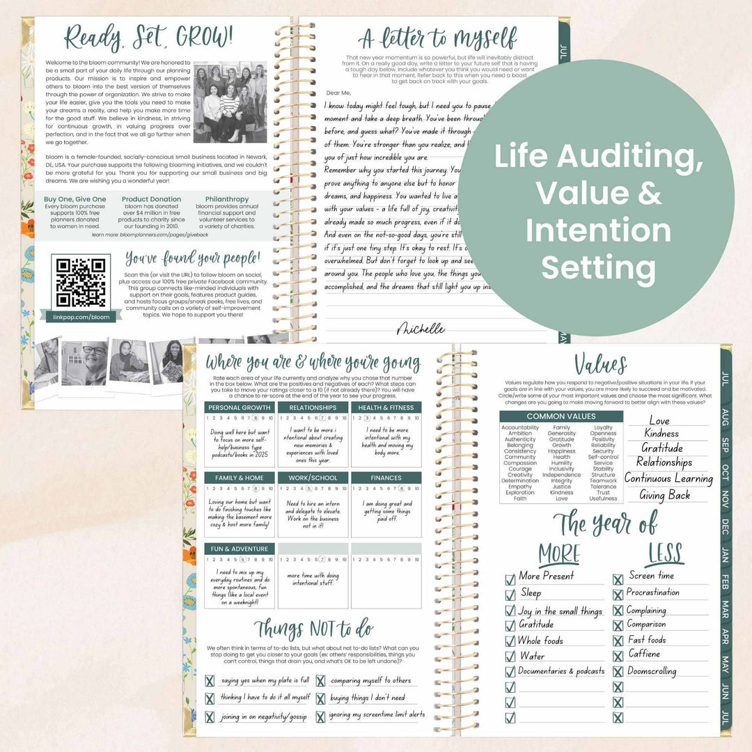 2025-26 Hard Cover Planner, 5.5" x 8.25", Garden Party, Beige