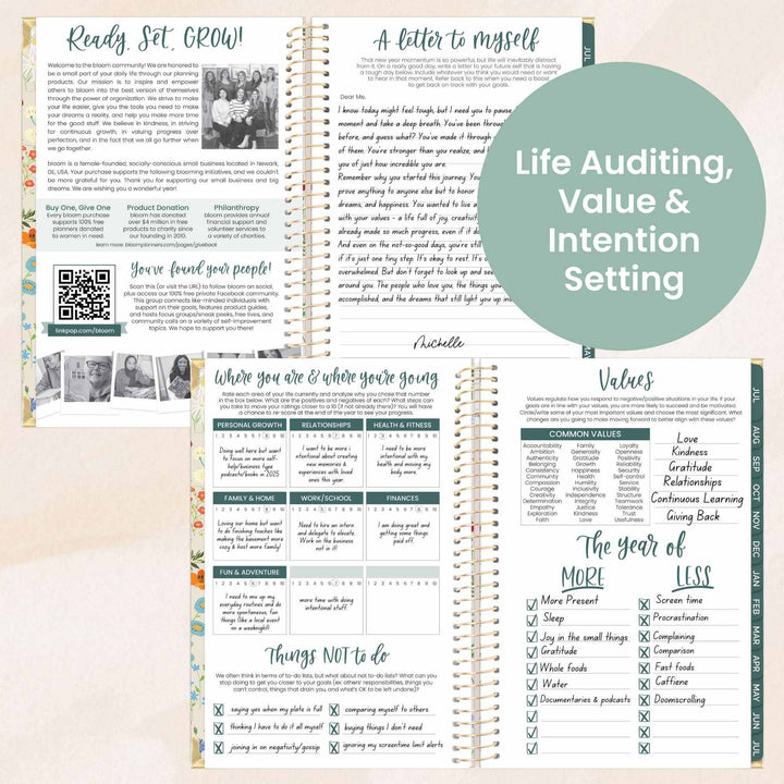 2025-26 Hard Cover Planner, 5.5" x 8.25", Garden Party, Beige