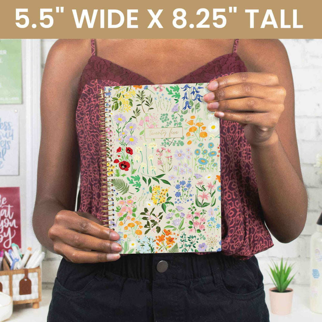 2025 Soft Cover Planner, 5.5" x 8.25", Garden Party, Beige