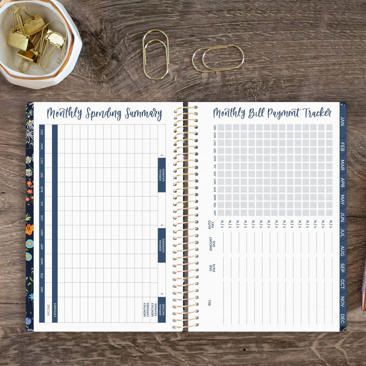 2025 Soft Cover Planner, 5.5" x 8.25", Garden Party, Navy