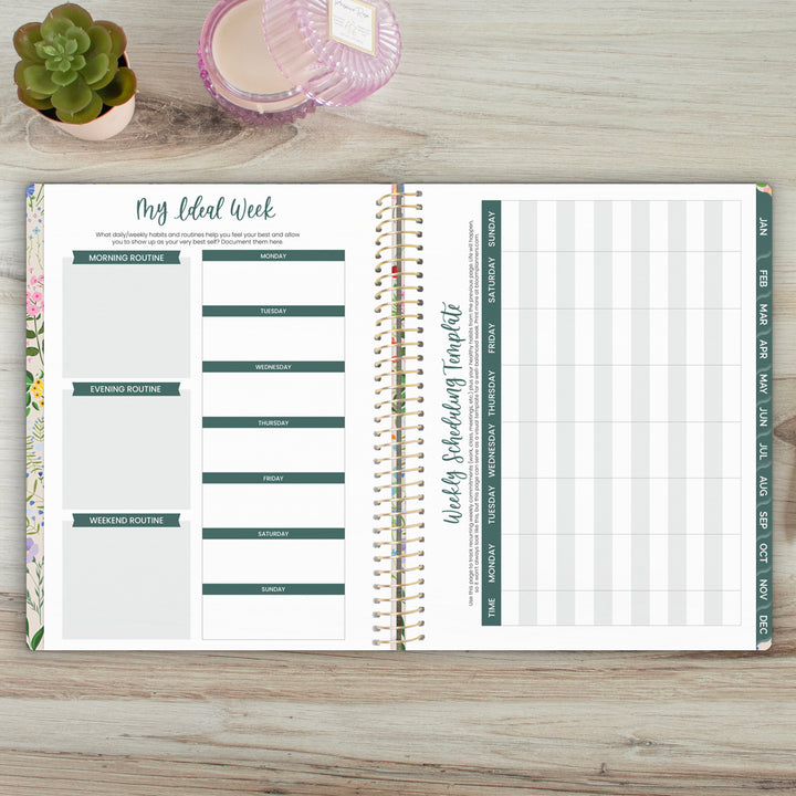 2025 Soft Cover Planner, 8.5" x 11", Garden Party, Beige