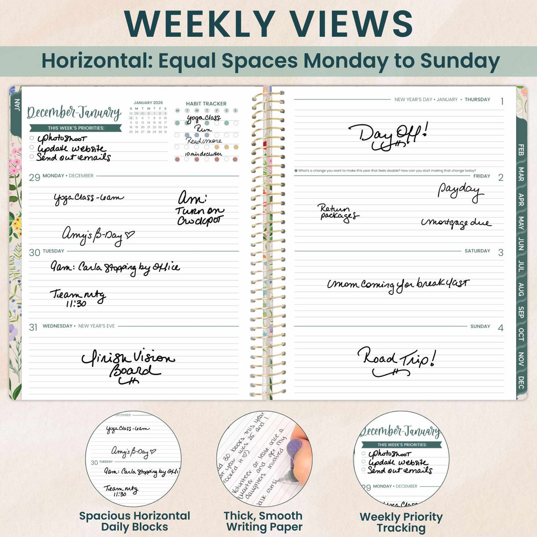 2026 Soft Cover Planner, 8.5" x 11", Garden Party, Beige
