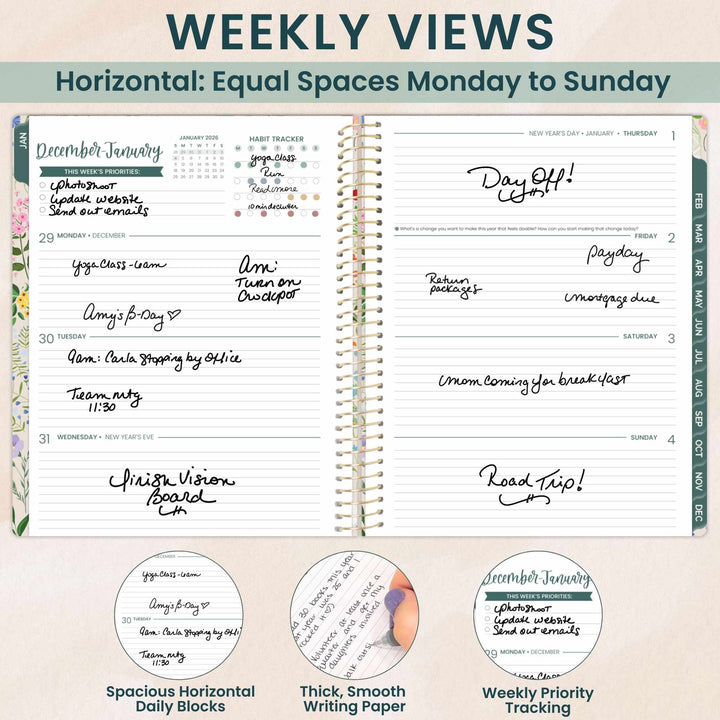 2026 Soft Cover Planner, 8.5" x 11", Garden Party, Beige