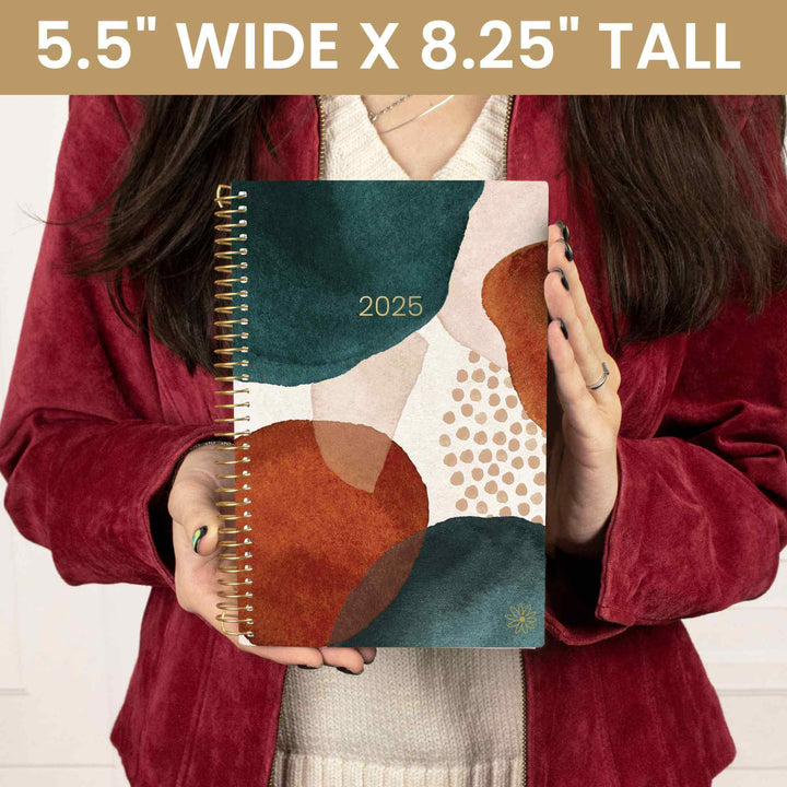 2025 Soft Cover Planner, 5.5" x 8.25", Earthy Abstract, Green