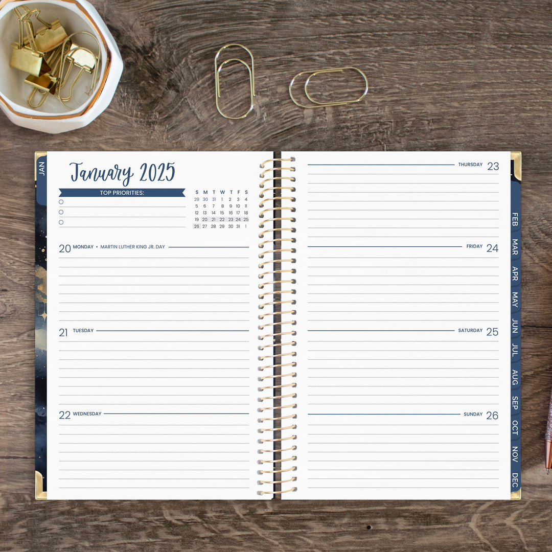 2025 Hard Cover Planner, 5.5" x 8.25", Midnight Sky