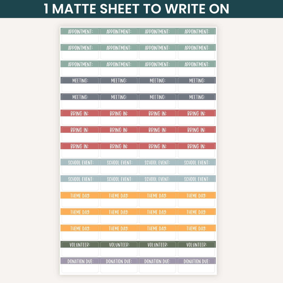Sheet with various colored lines for writing appointments, meetings, and other events on a white background.