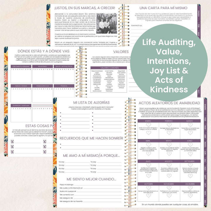 Undated Spanish Planner, Cheerful Garden