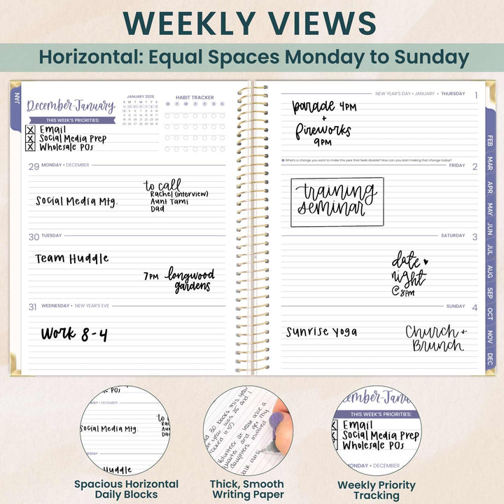 2026 Hard Cover Planner, 8.5" x 11", Spread Kindness Like Wildflowers