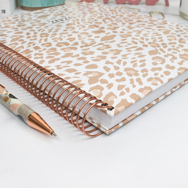 2026 Hard Cover Planner, 8.5" x 11", Tan Leopard