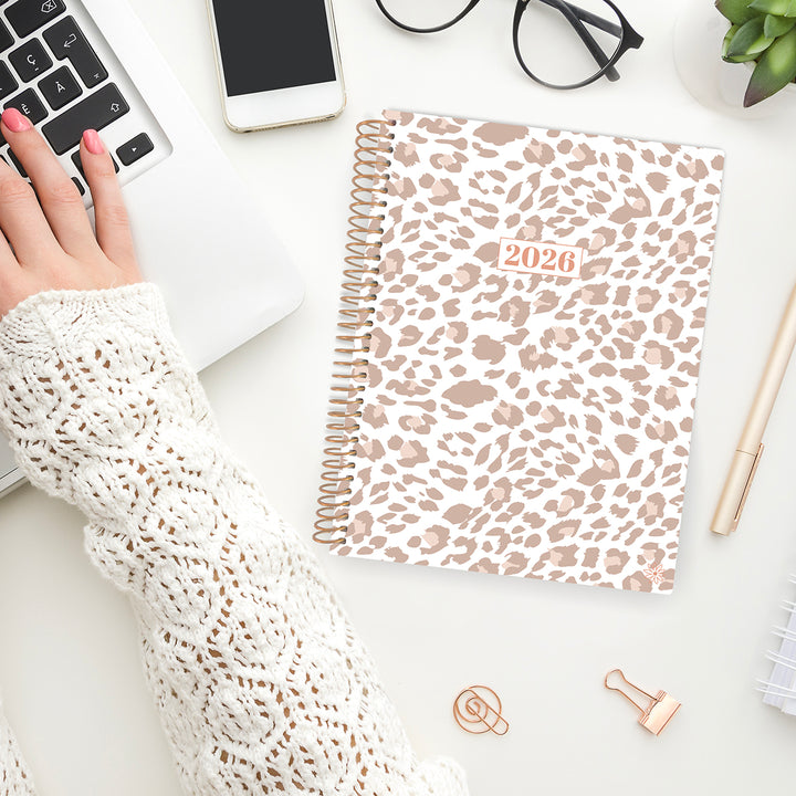 2026 Soft Cover Planner, 8.5" x 11", Tan Leopard
