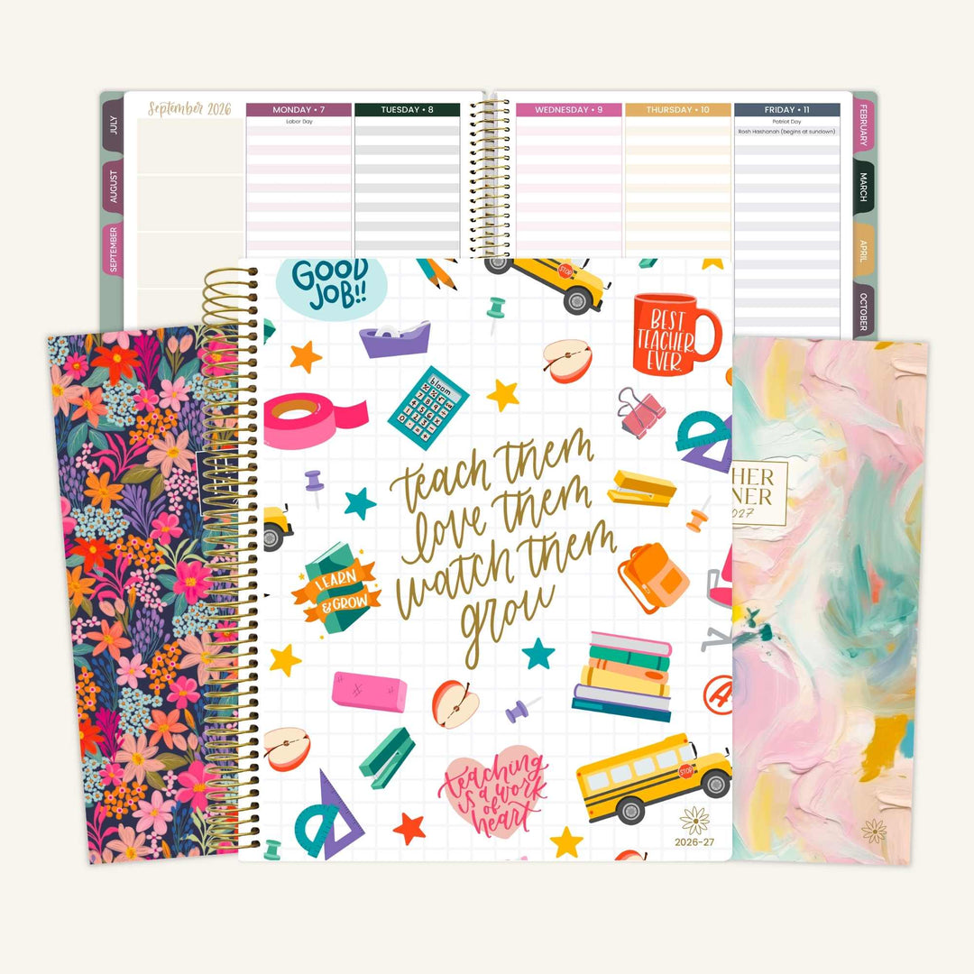 2026-27 Teacher Planner | Bold & Bright | Interchangeable Cover - bloom daily planners