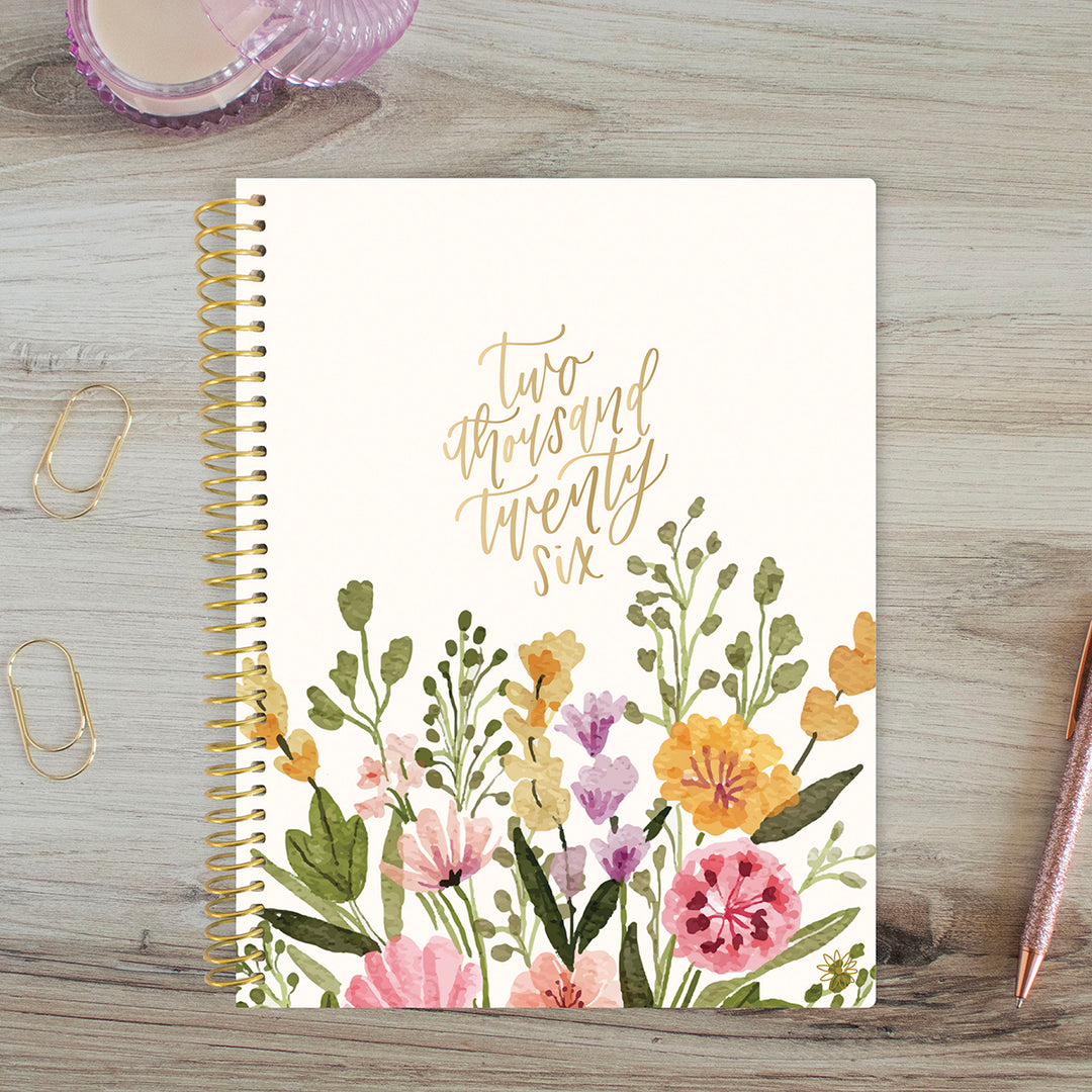 2026 Soft Cover Planner, 8.5" x 11", Beige Bouquet