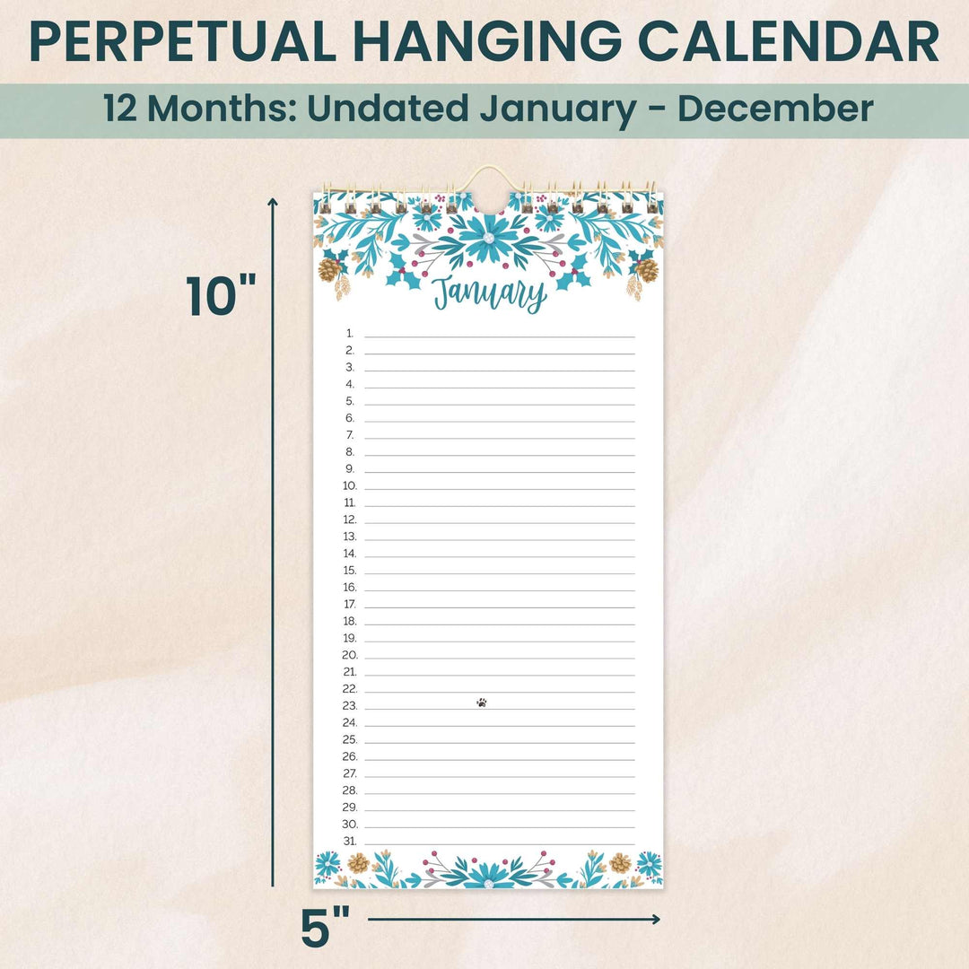 Perpetual Calendar, 5" x 10", Seasonal Florals
