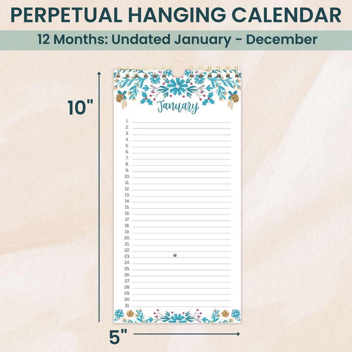 Perpetual Calendar, 5" x 10", Seasonal Florals