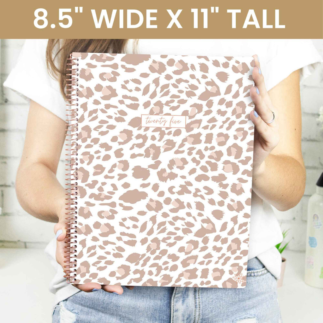 2025 Soft Cover Planner, 8.5" x 11", Tan Leopard