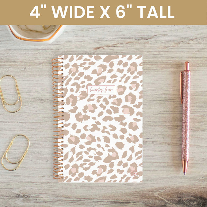 2024 Soft Cover Planner, 4" x 6", Tan Leopard