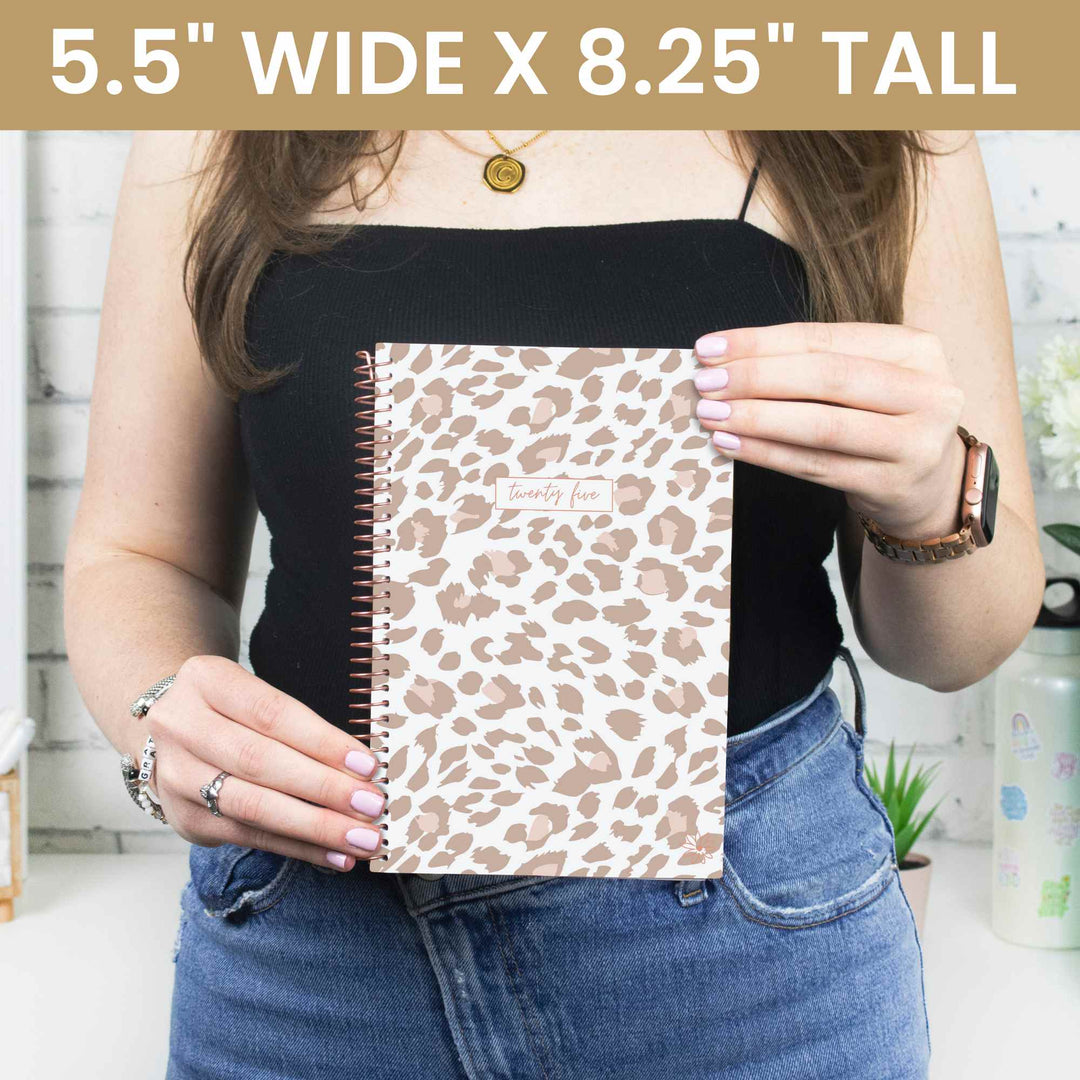 2025 Soft Cover Planner, 5.5" x 8.25", Tan Leopard