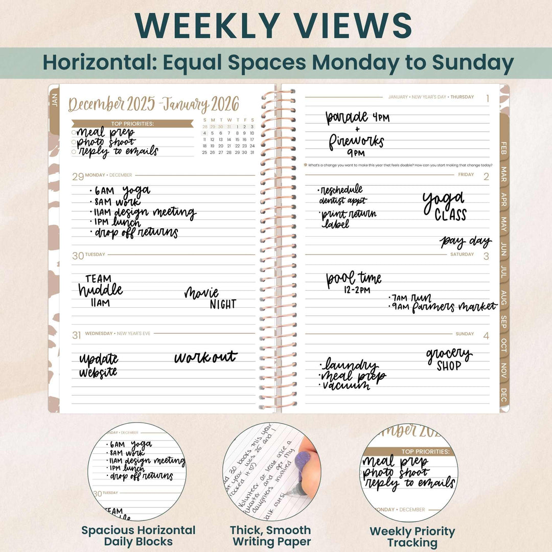 2026 Soft Cover Planner, 5.5" x 8.25", Tan Leopard