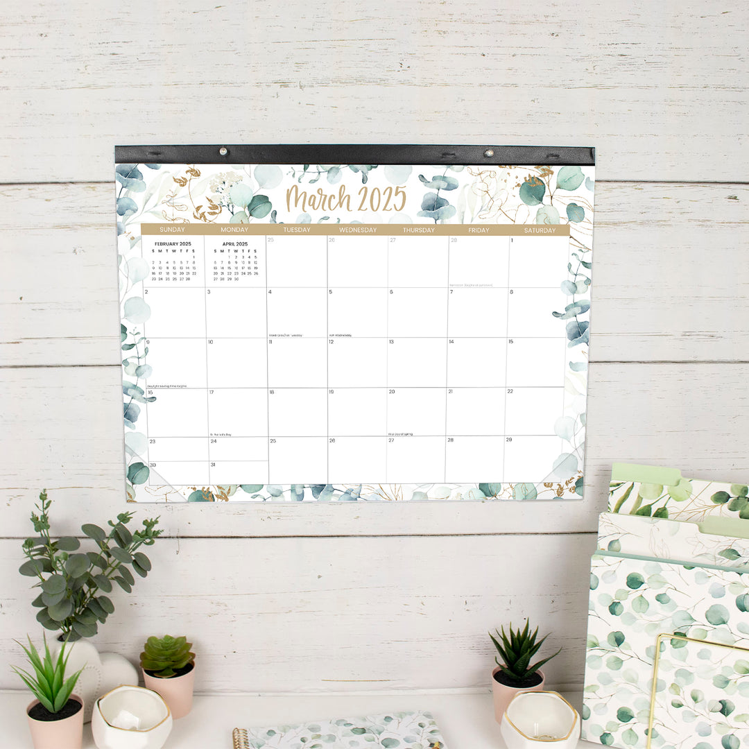 2024-25 Desk & Wall Calendar, 16" x 21", Greenery