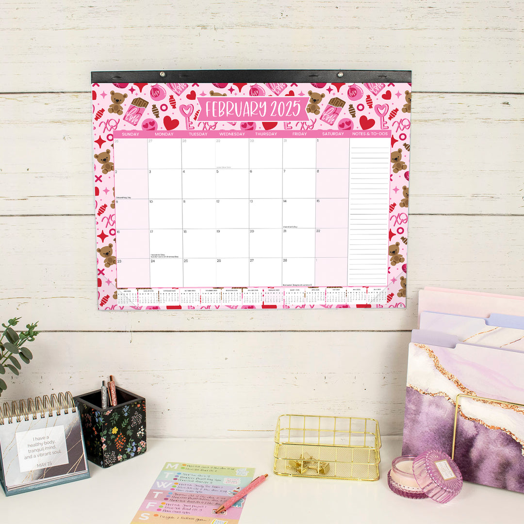 2024-25 Desk & Wall Calendar, 16" x 21", Holiday Icons