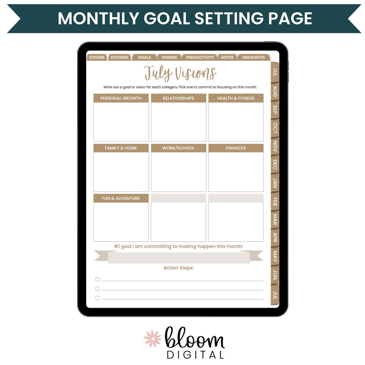 Digital Planner | Dated 2026-27 Vision Planner