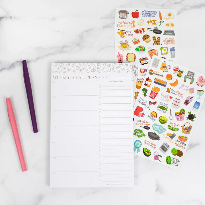 Planning Pad, 6" x 9", Meal Planning Pad with Magnets, Modern Gold