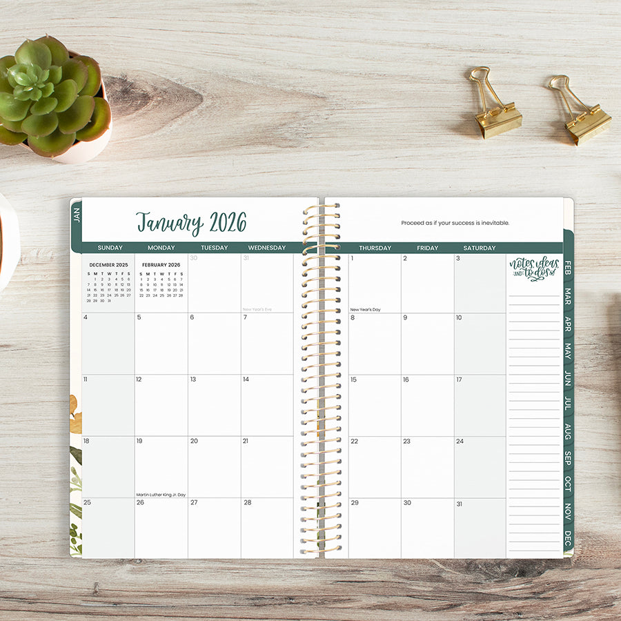 2026 Soft Cover Planner, 5.5" x 8.25", Beige Bouquet