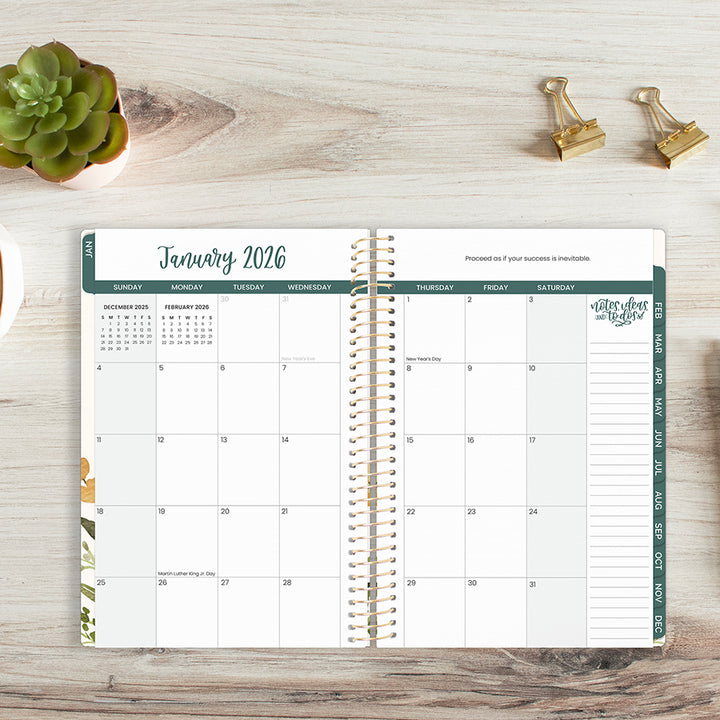 2026 Soft Cover Planner, 5.5" x 8.25", Beige Bouquet