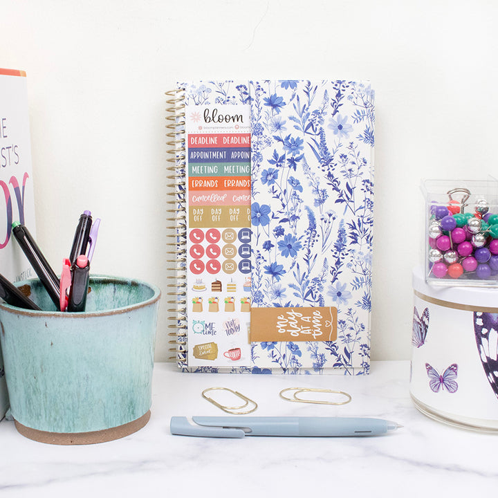 2026 Soft Cover Planner, 5.5" x 8.25", Blue & White Floral