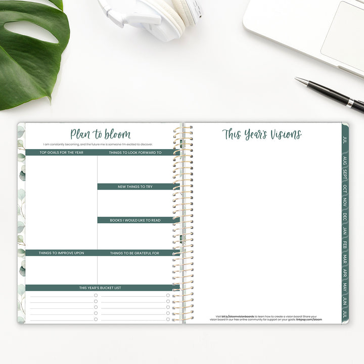 2026–27 Soft Cover Planner, 8.5" x 11" | Boho Greenery - bloom daily planners