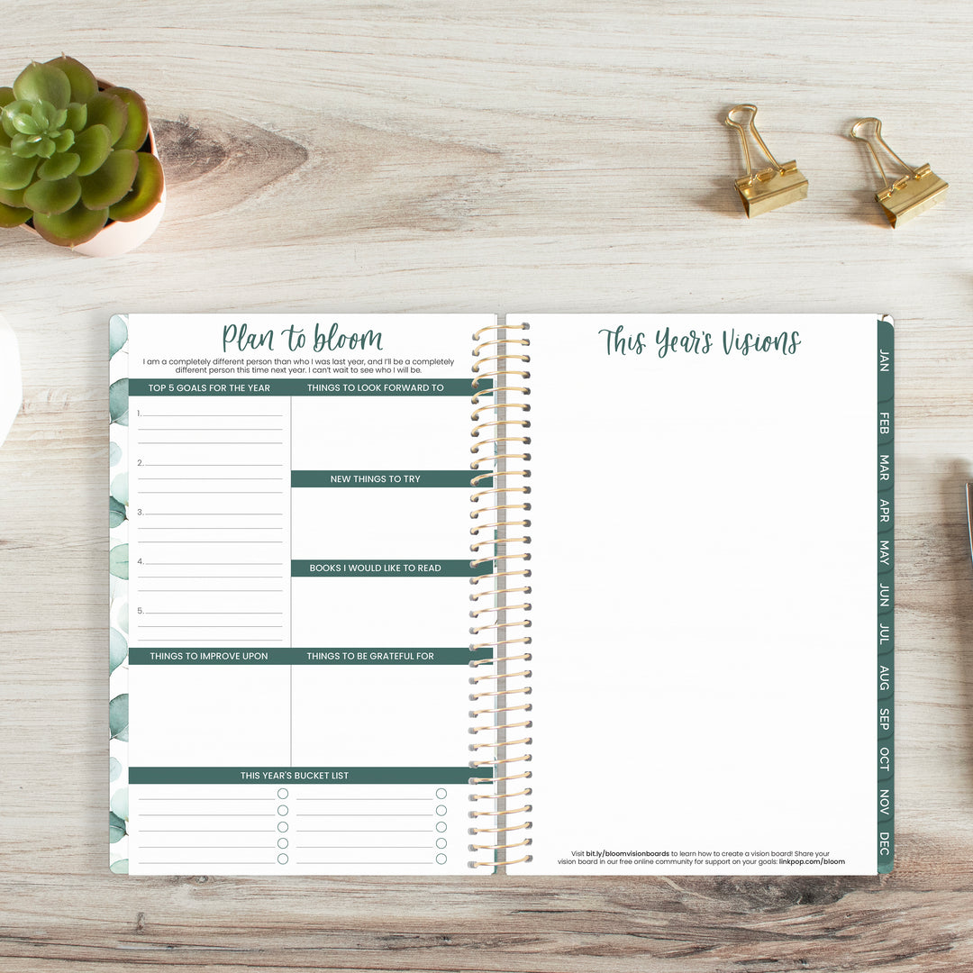 2025 Soft Cover Planner, 5.5" x 8.25", Boho Greenery