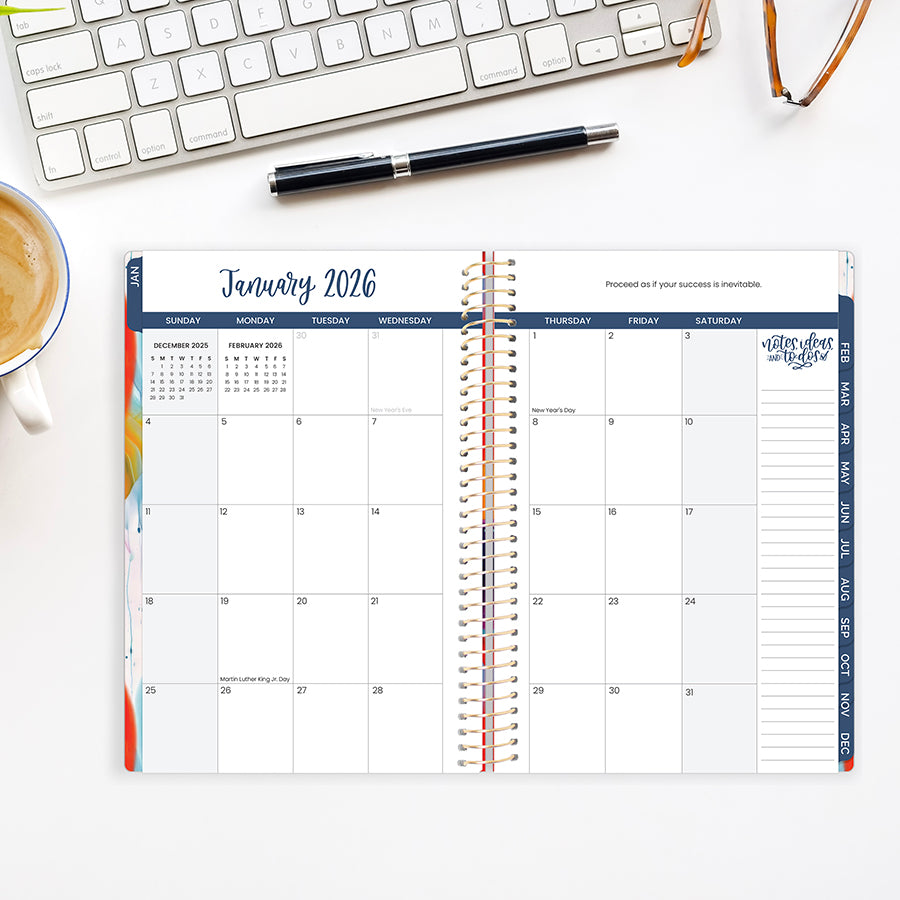 2026 Soft Cover Planner, 5.5" x 8.25", Brilliant Brushstrokes