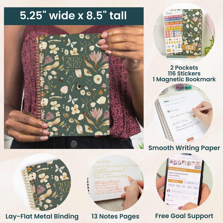 2026-27 Soft Cover Planner, 5.5" x 8.25" | Butterfly Garden - bloom daily planners