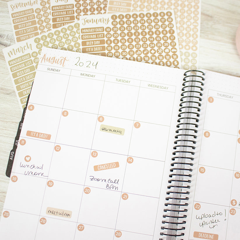 Planner Sticker Pack, Calendar Essentials, Aesthetic Boho