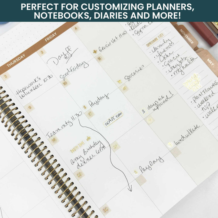 Planner Stickers | Calendar Essentials | Gold Foil on Clear - bloom daily planners