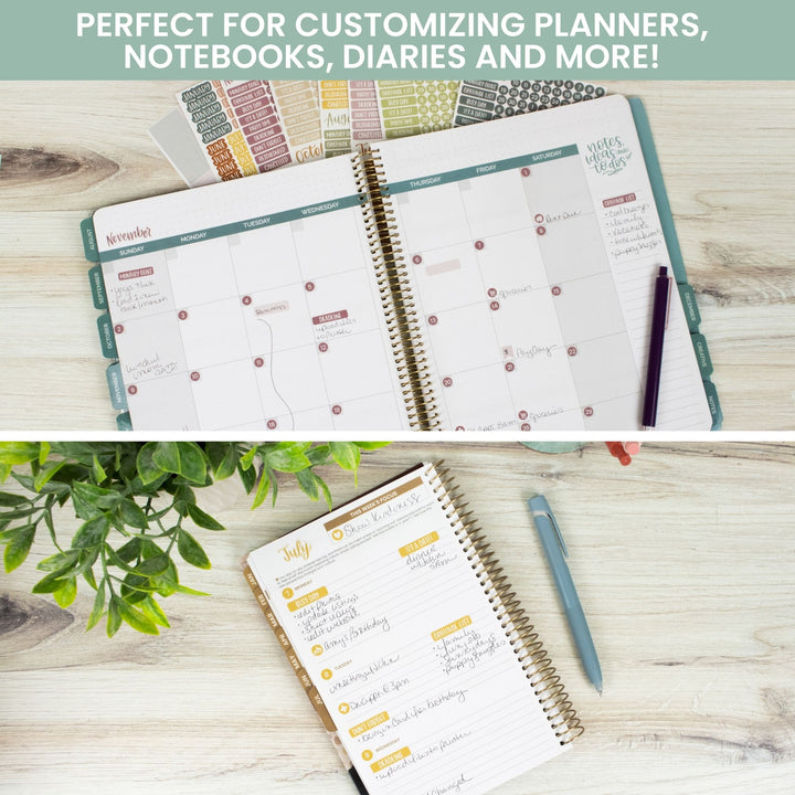 Planner Stickers, Calendar Essentials Pack, Retro Rainbow