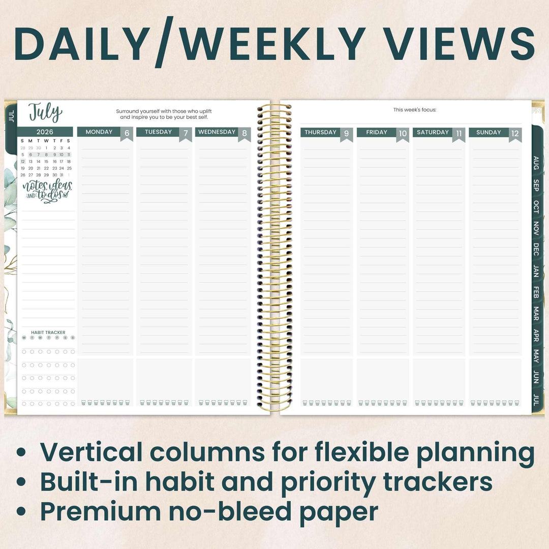 2026–27 Vision Goal Planner, 7.5" x 9" | Eucalyptus - bloom daily planners