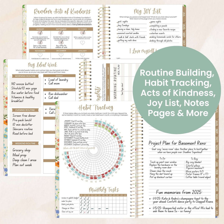 2025-26 Soft Cover Planner, 5.5" x 8.25", Garden Party, Beige