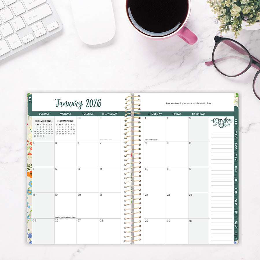 2026 Soft Cover Planner, 5.5" x 8.25", Garden Party, Beige