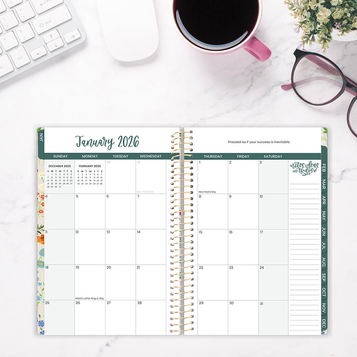 2026 Soft Cover Planner, 5.5" x 8.25", Garden Party, Beige