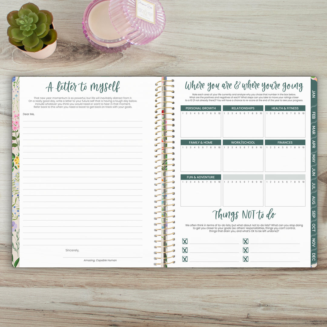 2025 Soft Cover Planner, 8.5" x 11", Garden Party, Beige