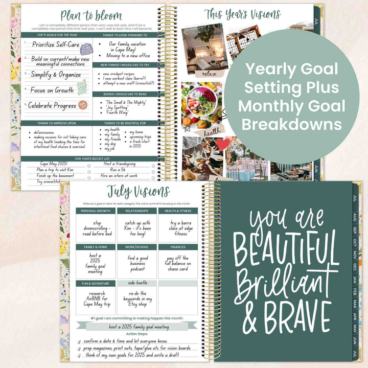 2025-26 Vision Planner, 7.5" x 9", Garden Party, Beige