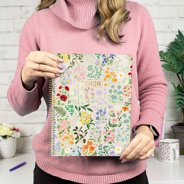 2026 Soft Cover Planner, 8.5" x 11", Garden Party, Beige