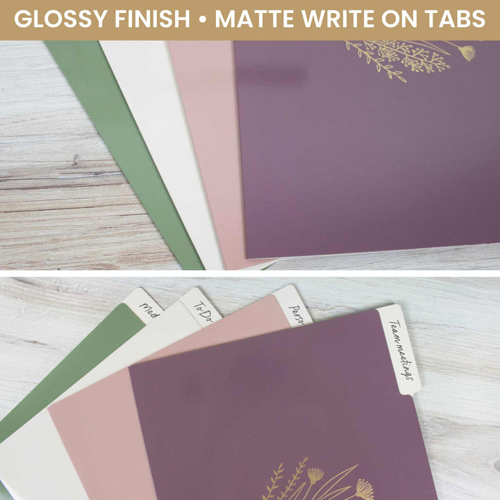 File Folder Set, 12 Pack, Gold Foil Florals