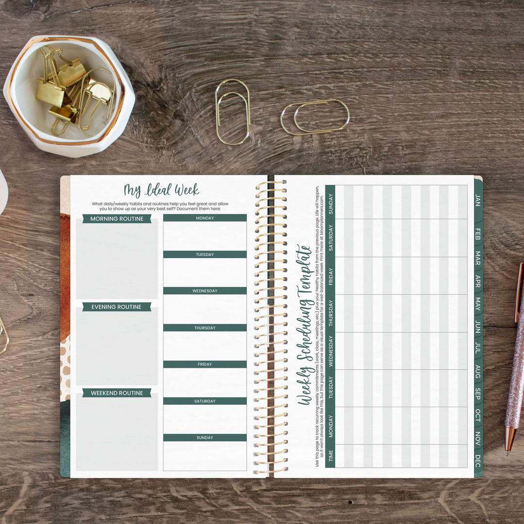 2025 Soft Cover Planner, 5.5" x 8.25", Earthy Abstract, Green