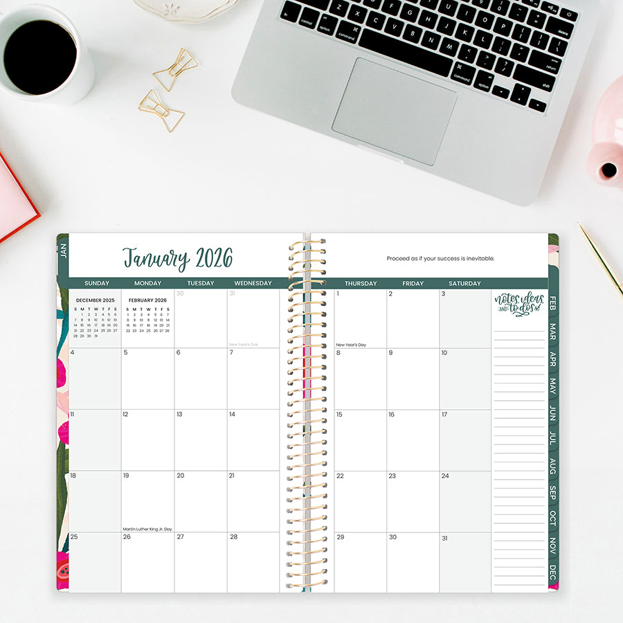 2026 Soft Cover Planner, 5.5" x 8.25", Pink Poppies